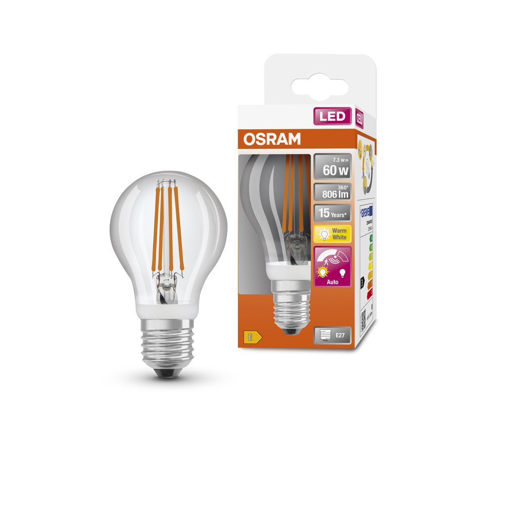 LED MOTION SENSOR CLASSIC A FILAMENT - E27, 806Lm, 2700K, 7.3W, 230V