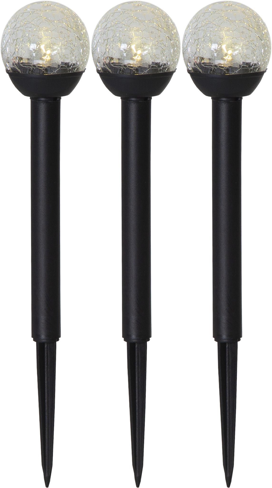 Solar Poller-Leuchte 3 Pack Roma - Schwarz, Lichtfarbe Warmweiss