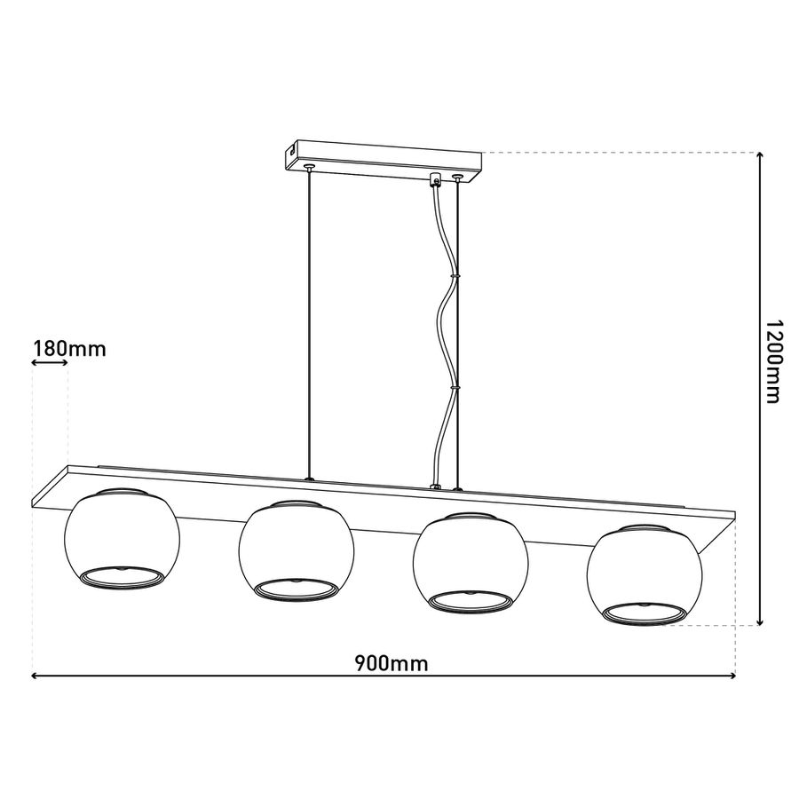 4er Spot Pendelleuchte TEXAS L:90cm smokey exkl. Leuchtmittel - E27, IP20, 230V