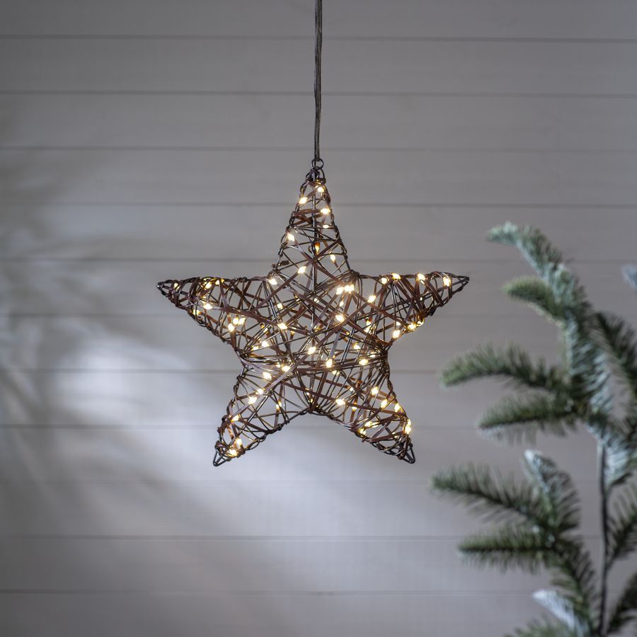 Outdoor Decoration Vicke Star 40cm - Indoor, Outdoor, Warmweiss, Braun