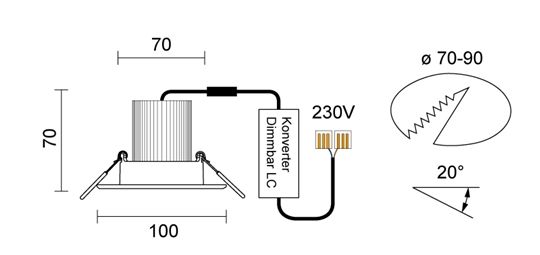 Homestar Set` 350mA/8W, 600lm, 3000K, CRI80, IP20 40°, Da/D 70/100mm, nickel gebürstet, - Homestar Set` 350mA/8W, 600lm, 3000K, CRI80, IP20 40°, Da/D 70/100mm, nickel gebürstet,