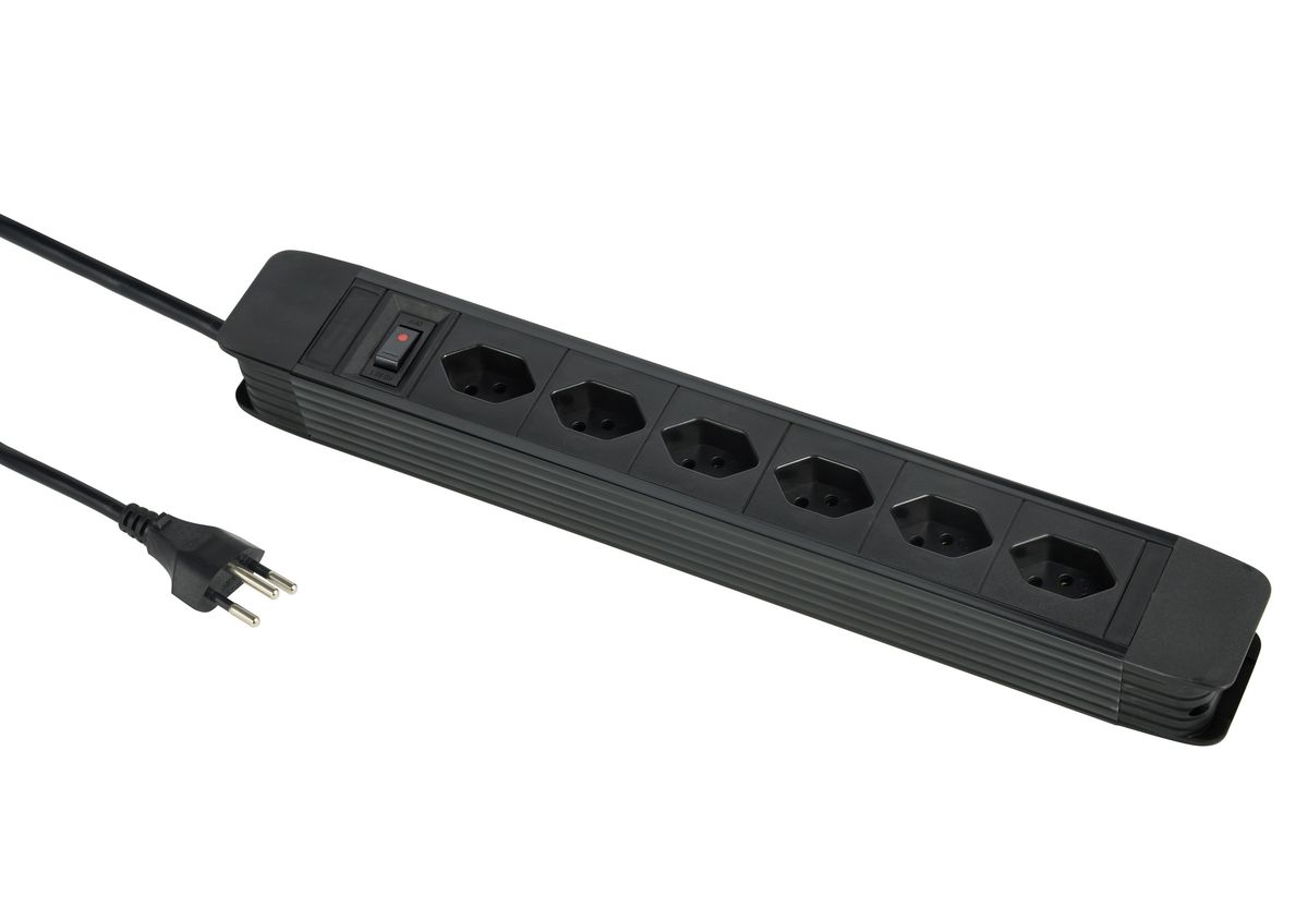 PRINCIPIO 6xH - 6x T13 horizontal, 5.0m Kabellänge, Schalter, schwarz
