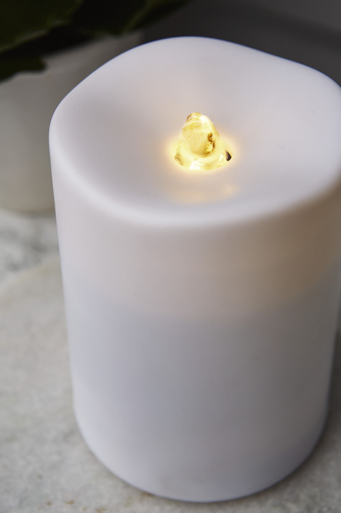 LED Pillar Kerze Water - Indoor, Weiss, 14cm Höhe, Timerfunktion
