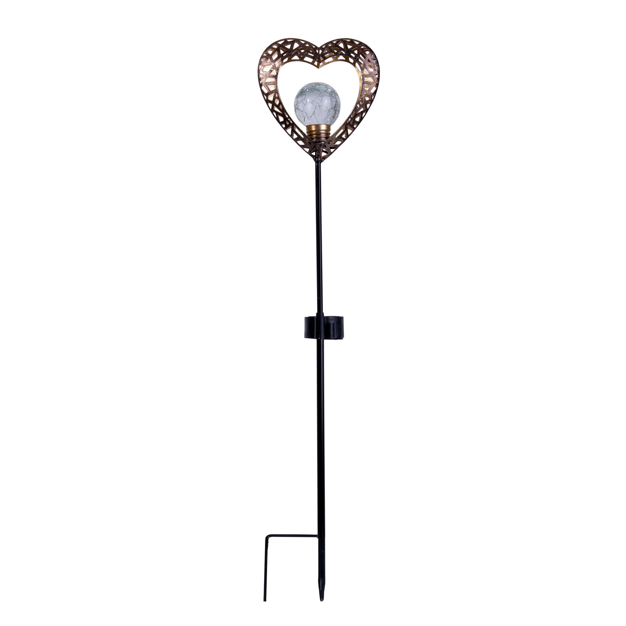 2er-Set LED-Solarleuchte HERZ mit Erdspieß H: 59 cm - IP44, 0.06W, Warmweiss