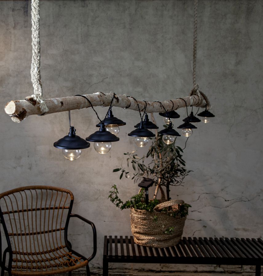 Solar Lichterkette Globe Shade - Warmweiss, IP44, Schwarz