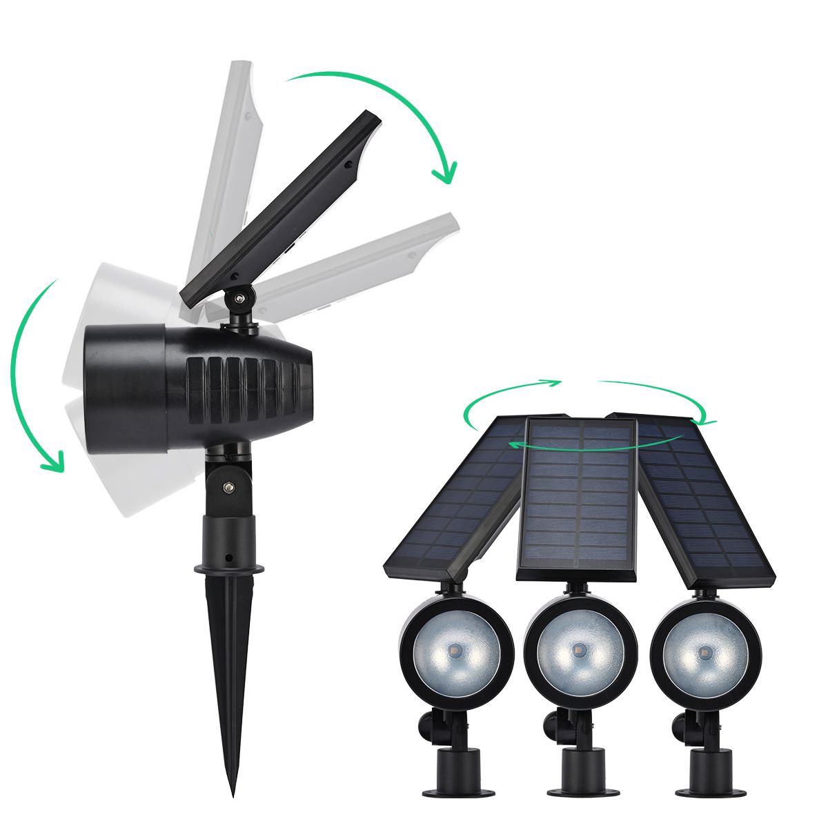 Solar Scheinwerfer Powerspot - Schwarz, Lichtfarbe Warmweiss; 2200mAh