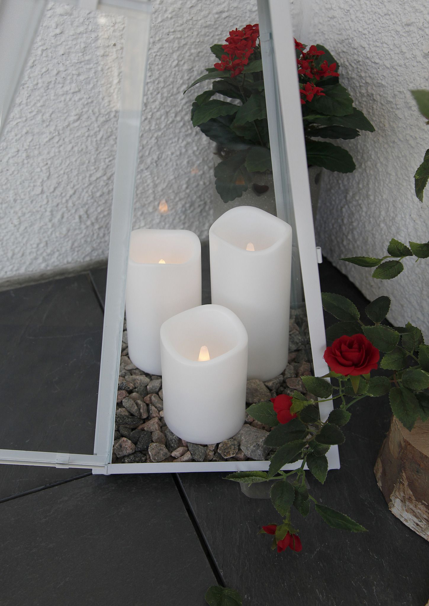 LED Pillar Kerze 3er Pack Paul - Outdoor, Weiss, 18cm Höhe, Timerfunktion