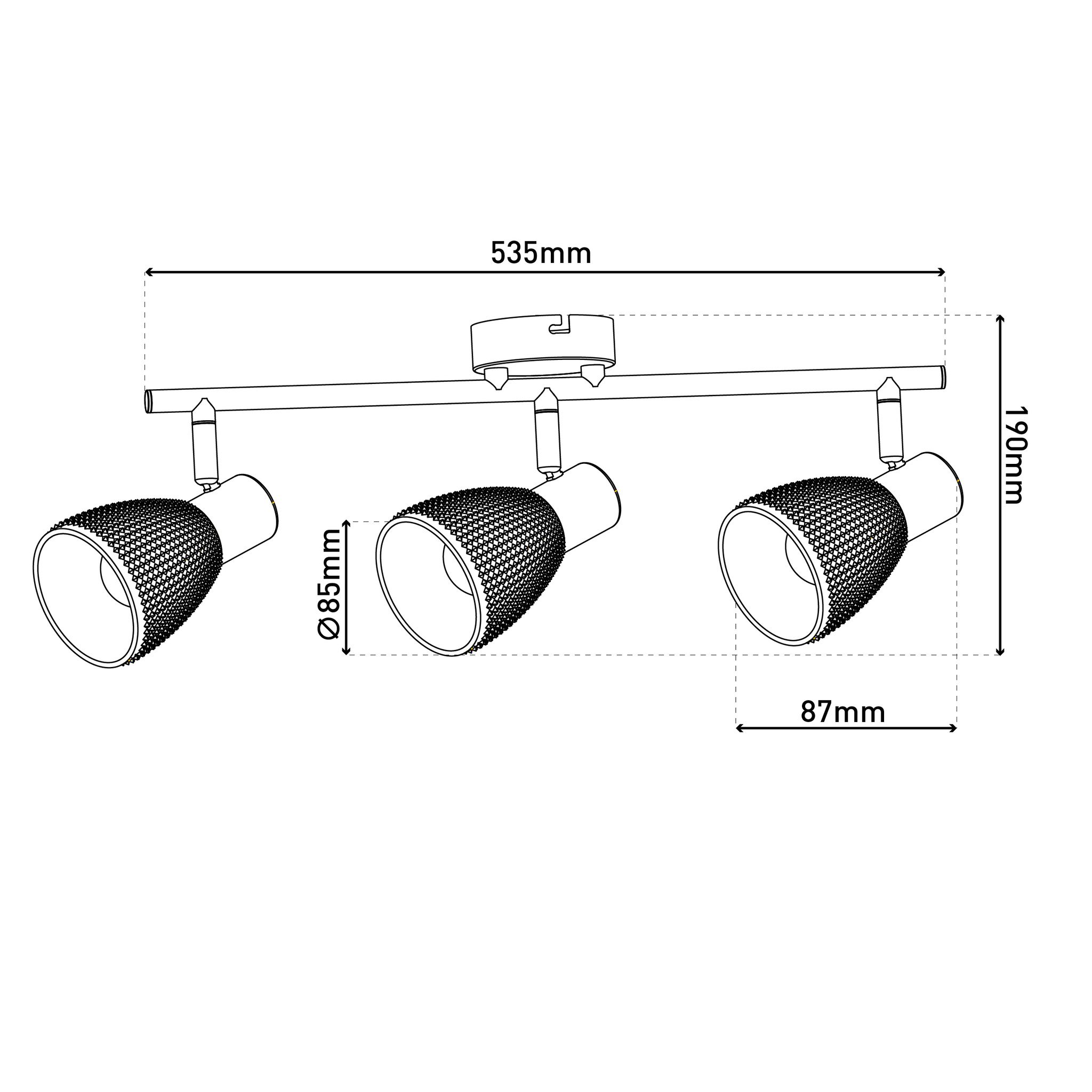 3er Spot Wand-/Deckenleuchte LINDITA exkl. Leuchtmittel - E14, IP20, 230V