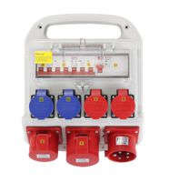 Wandstromverteiler 32A IP44/IP55 - Input: 1x CEE32/5 Output: 1xCEE32/5 1xCEE16/5 2xT23 2xT25