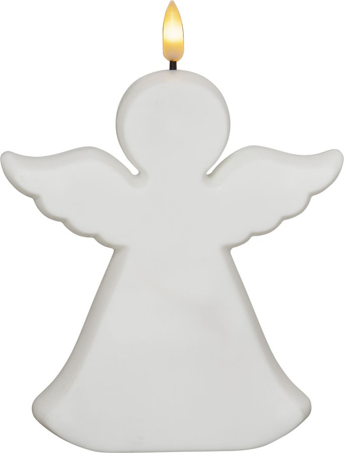 Outdoor Dekoration Flamme Angel - Outdoor, Weiss, 18.5 cm Höhe, Timerfunktion