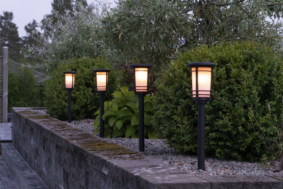 Solar Pollerleucht Flame - Schwarz, Lichtfarbe Gelb
