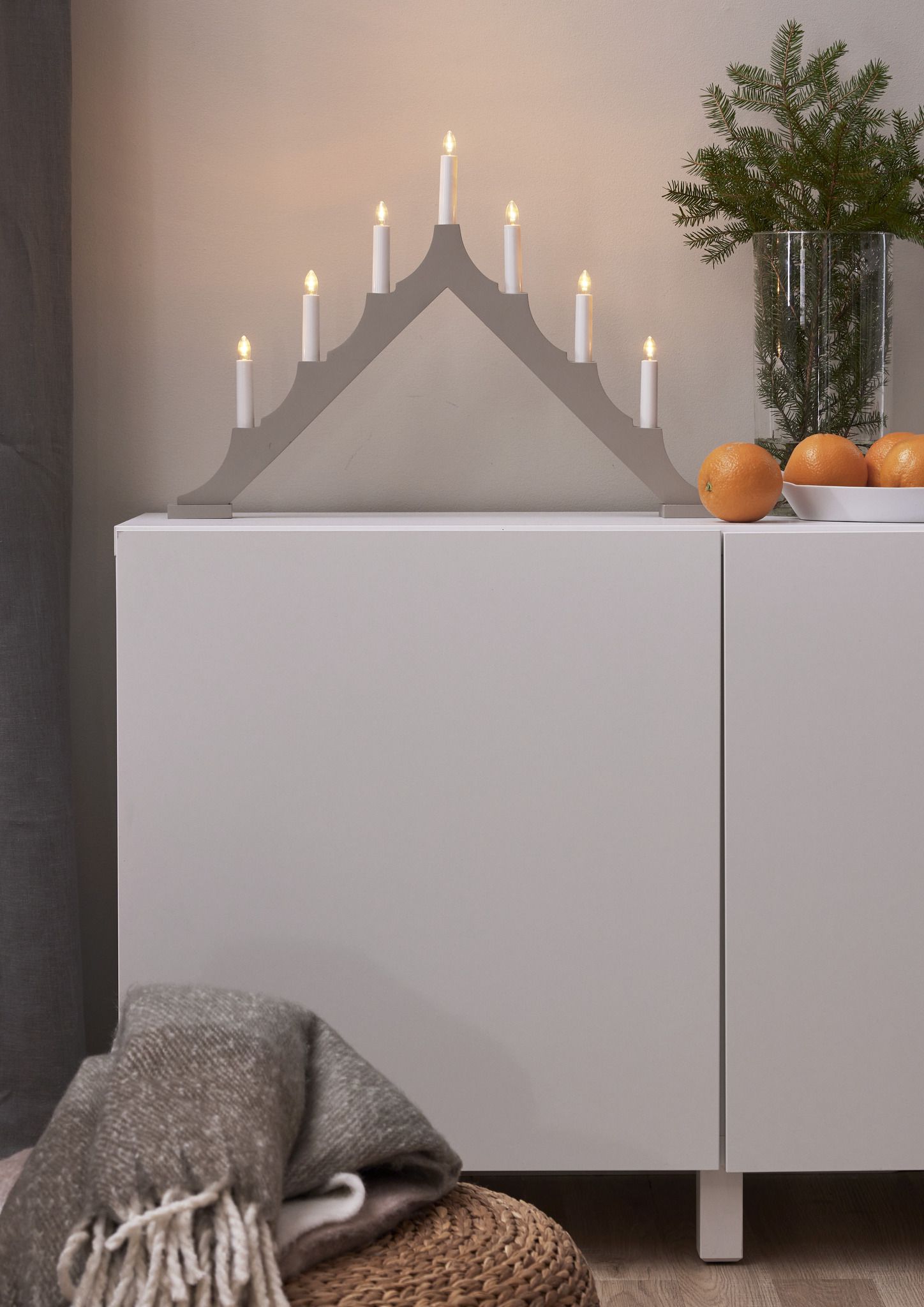 Kerzenhalter Alma - Indoor, Kaltweiss, Beige