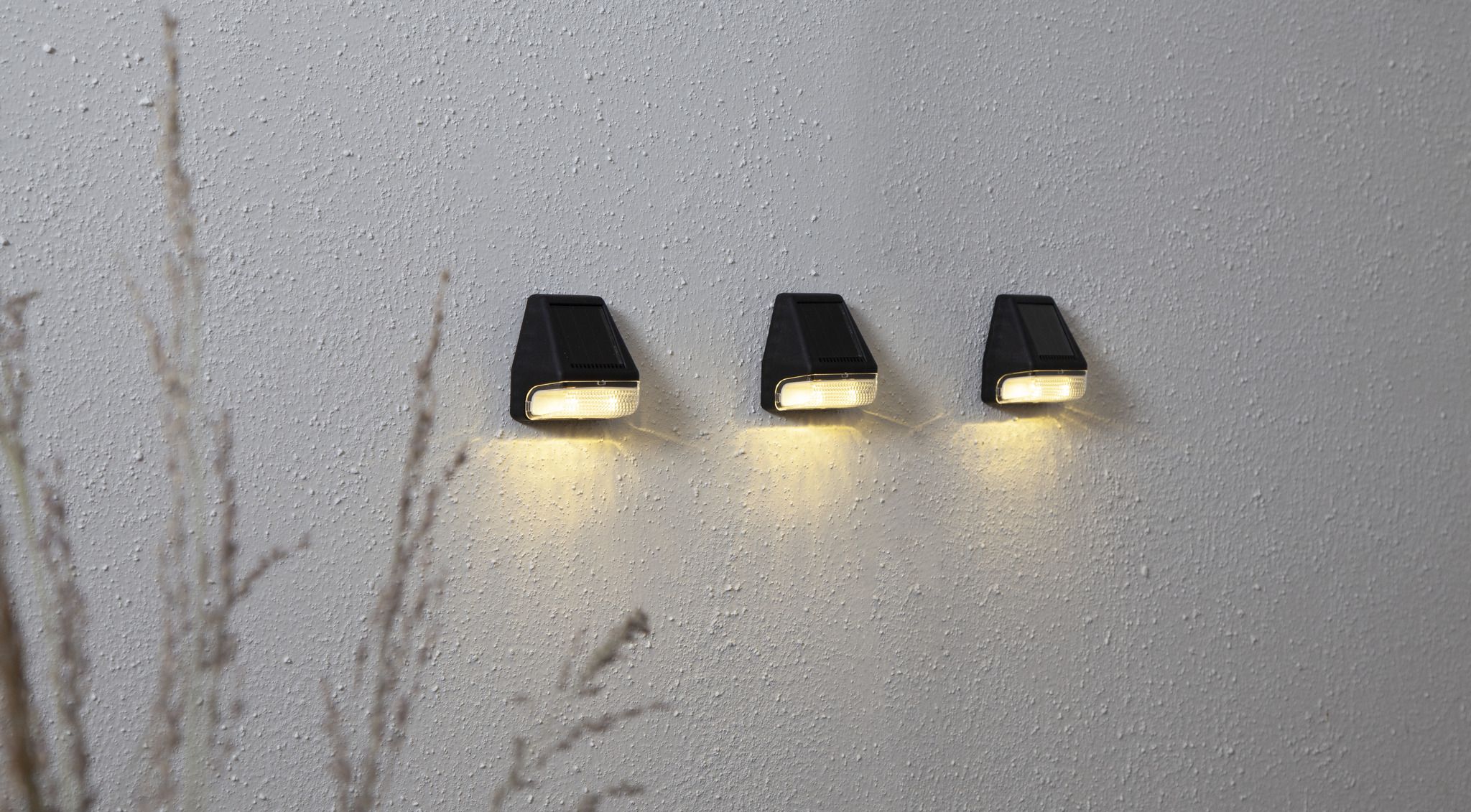 Solar Wand Laterne 3-p Wandy Mini - Schwarz, Lichtfarbe Warmweiss