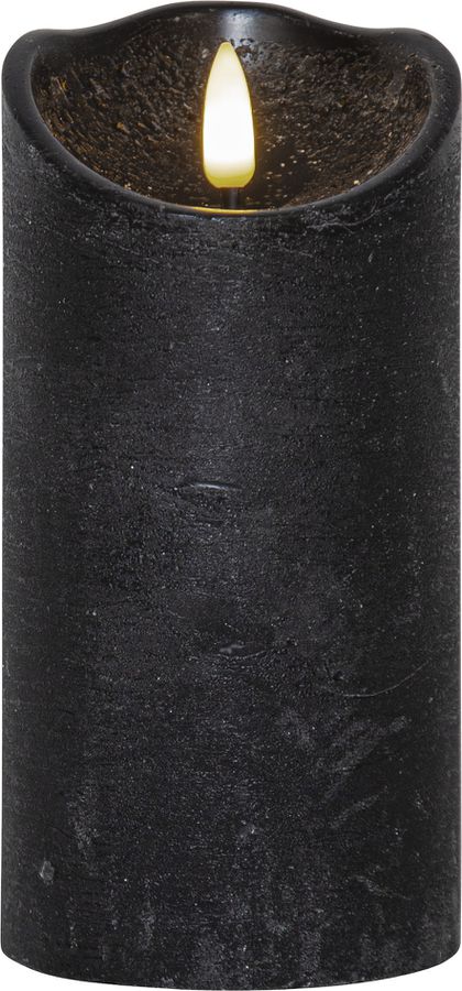 LED Pillar Kerze Flamme Rustic - Indoor, Schwarz, 15.00 cm Höhe,  Timerfunktion