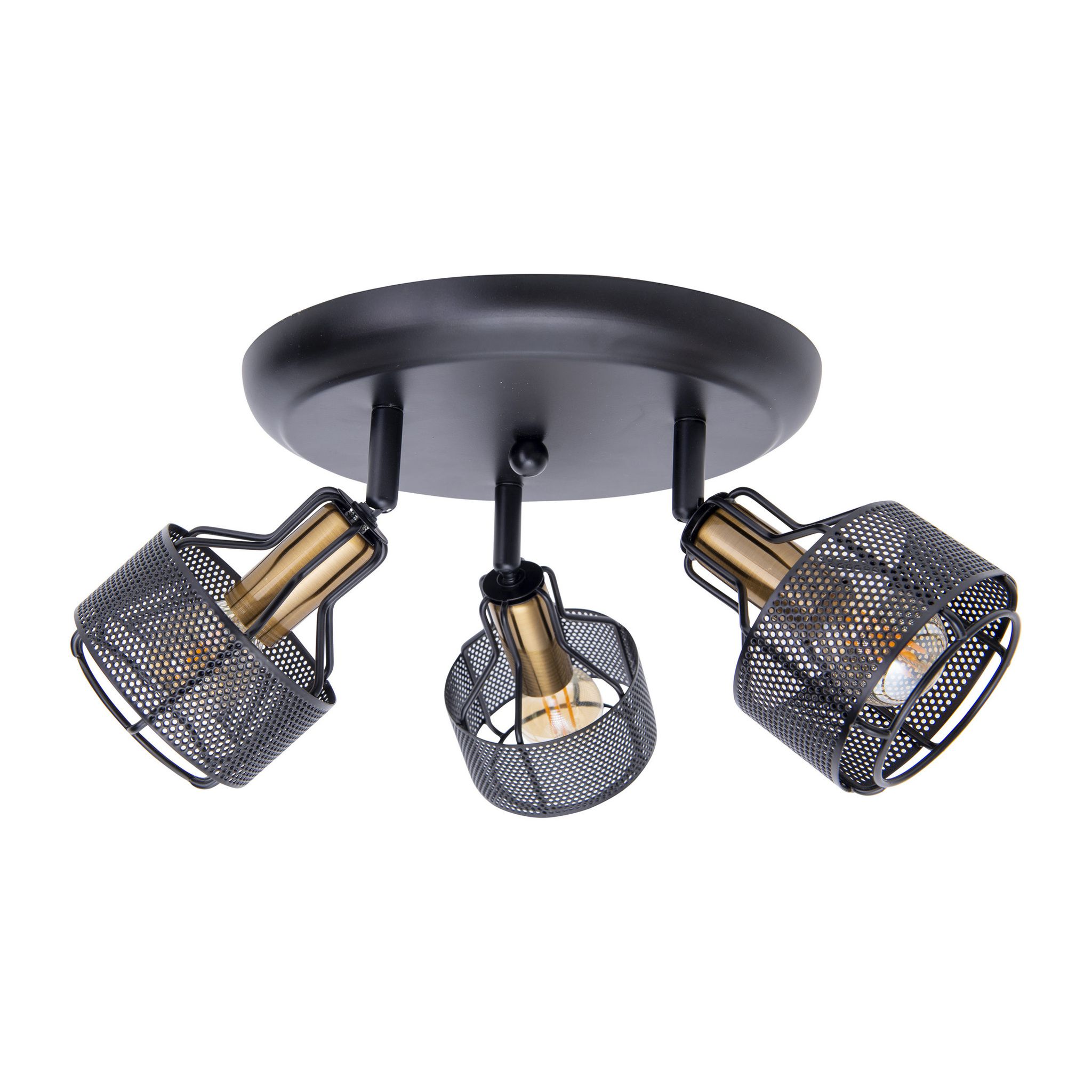 3er Deckenleuchte Spot Foro schwarz golden - E14, 120W, IP20