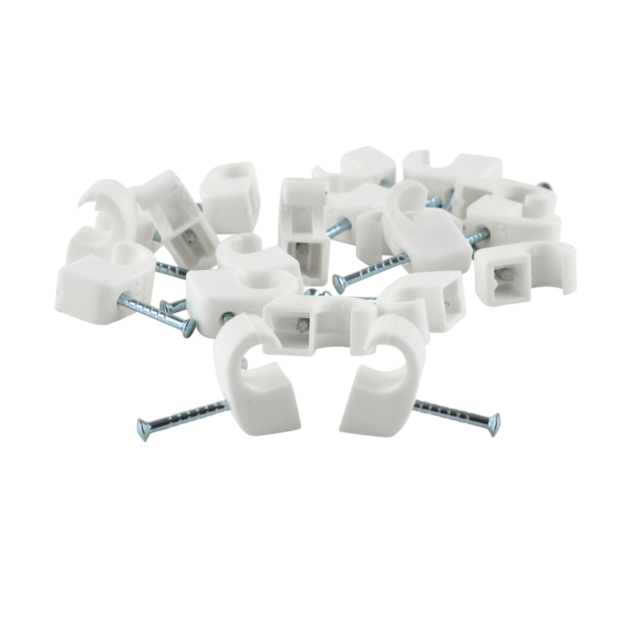collier fixe-câble avec clou - 20 Stück, 7 - 11 mm, weiss