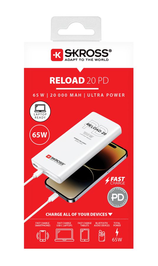 Reload 20 65W PD - 2x USB-C / 1x USB-A, 20'000mAh,  inkl. 30cm USB-C Kabel