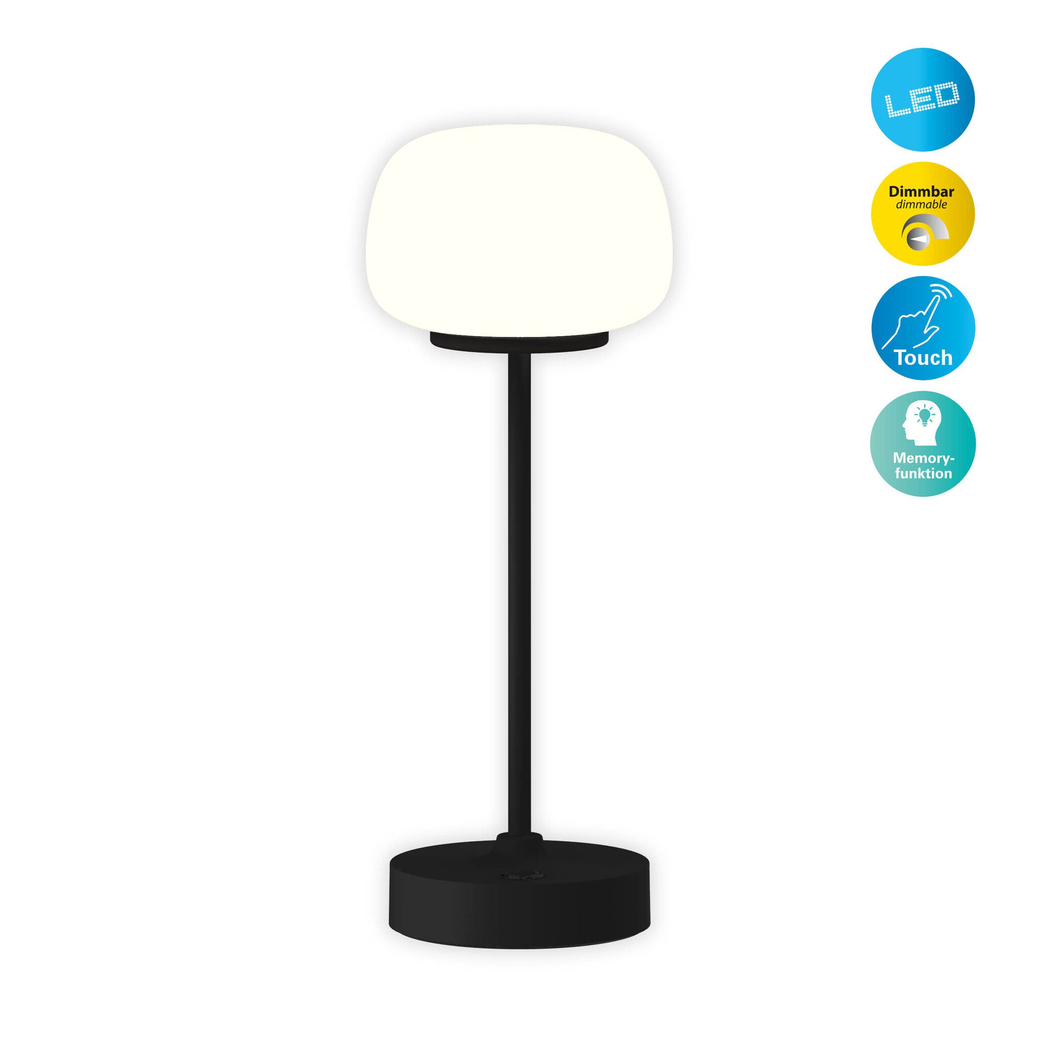 LED Akku- Tischleuchte PINA  schwarz - LED-Modul, 6W, IP20