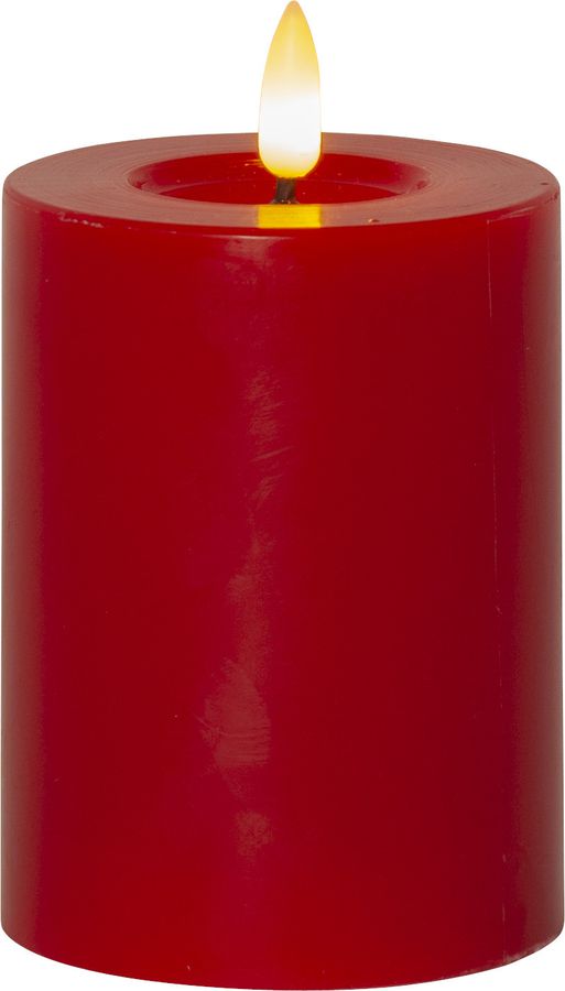 LED Pillar Kerze Flamme Flow - Indoor, Rot, 12.5 cm höhe, Timerfunktion