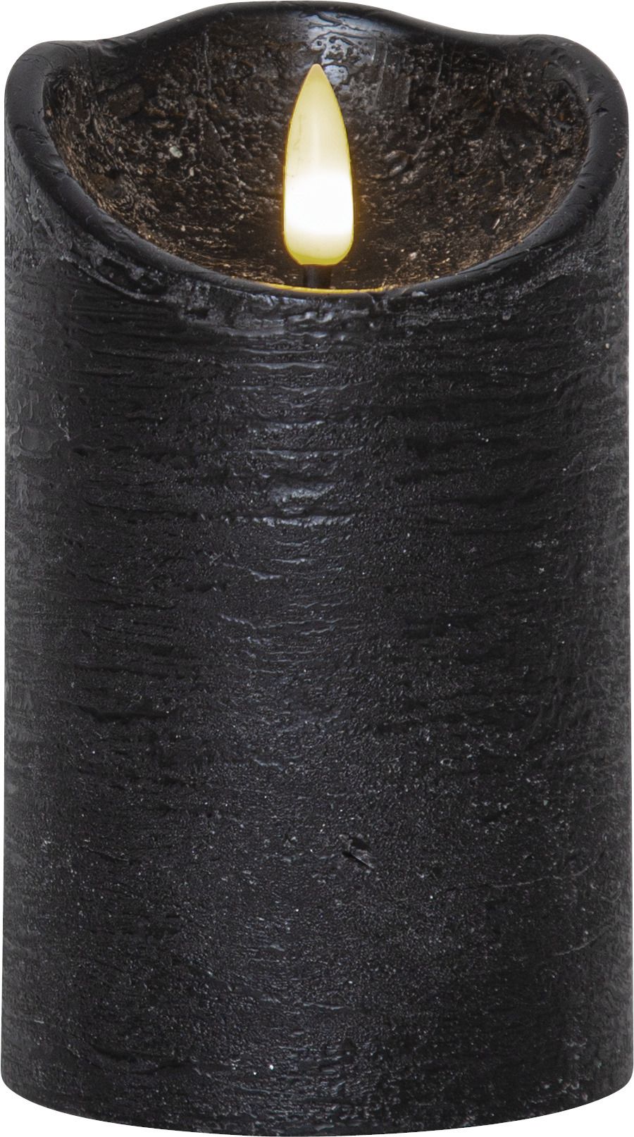 LED Pillar Kerze Flamme Rustic - Indoor, Schwarz, 12.50 cm Höhe,  Timerfunktion