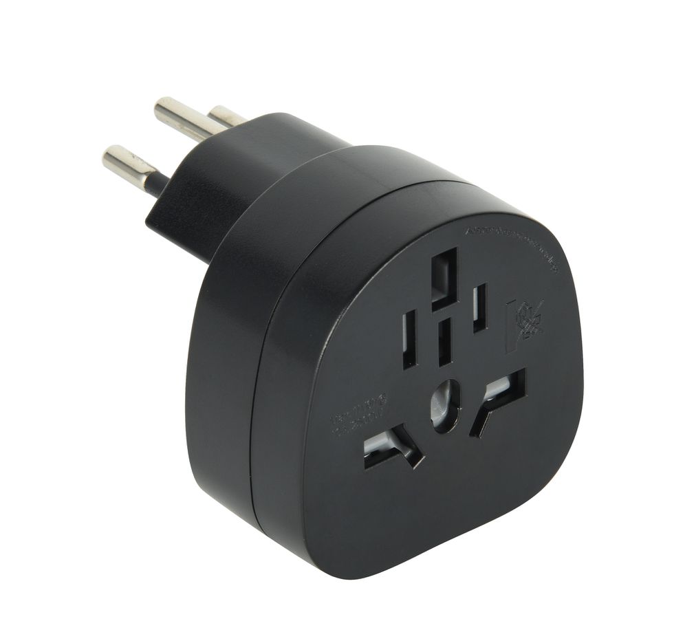 Reiseadapter World to Switzerland, schwarz - Out: CH In: IT, BRA, UK, USA/Japan Typ A/B, AUS/China