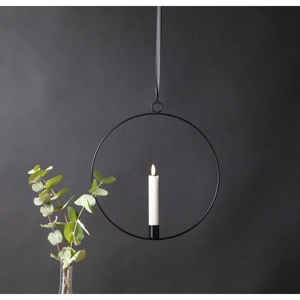 Indoor Decoration Flamme Ring - Indoor, Schwarz, 30cm Höhe, Timerfunktion