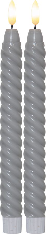LED Dinner Kerze 2er Pack Flamme Swirl - Indoor, Grau, 25.00 cm Höhe,  Timerfunktion