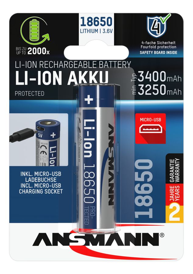 Li-Ion Akku 18650 - Akku Li-Ion, 18650, 3.6V, 3400 mAh