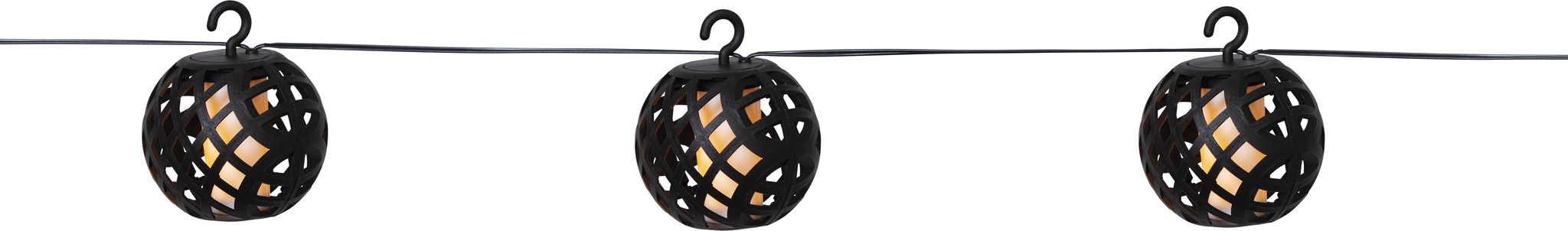 Solar Lichterkette Flame - Schwarz, Lichtfarbe Gelb