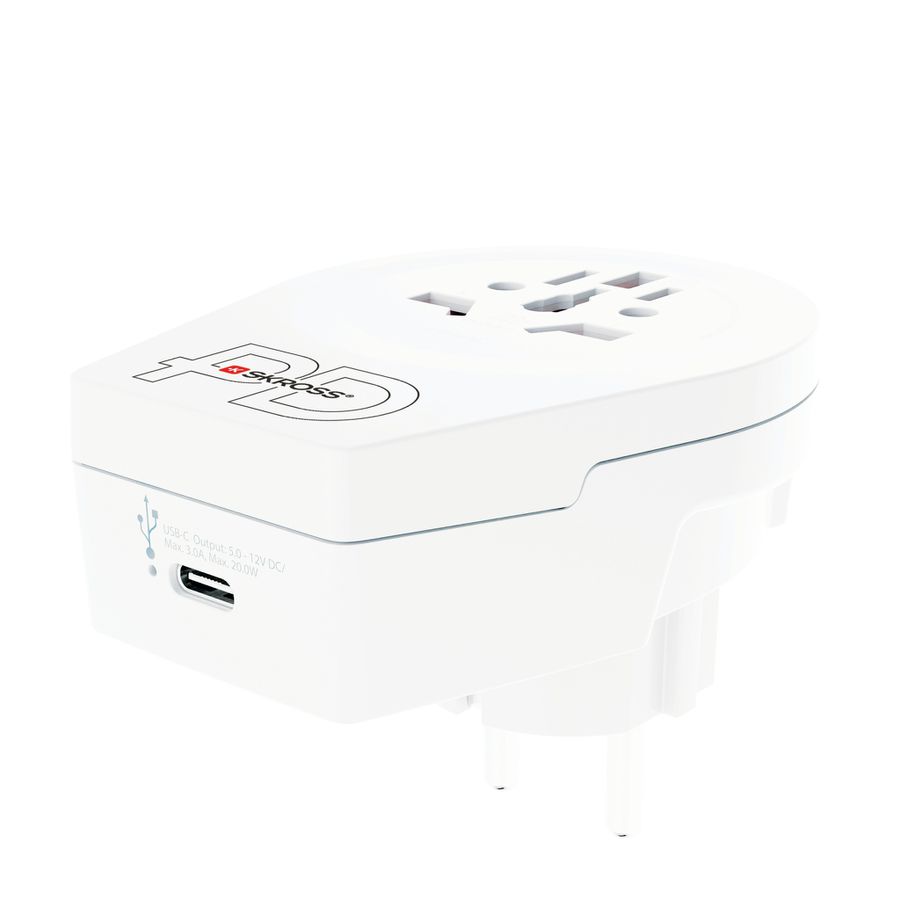 World to Europe USB C20PD - Out: Schuko, In: CH, IT, 2-Pol EU, UK, BRA, USA/Japan, AUS/China, 1xUSB-C PD