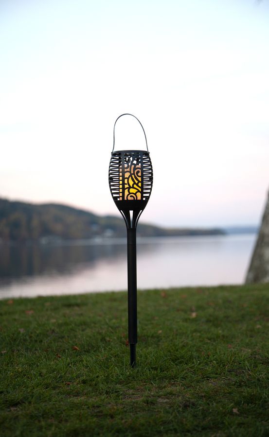Solar Fackel Flame - Schwarz, Lichtfarbe Gelb