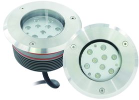 Spot encastré à LED orientable MAXI-RM - 24V DC, 9W, 720lm, 2700K, IP67, schwarz/edelstahl, dimmbar