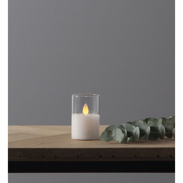 LED Pillar Kerze M-Twinkle - Indoor, Transparent, 7.5cm Höhe, Timerfunktion