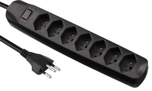 Fix-Line Steckdosenleiste 7xT13 - 7xT13, 1.5m Kabel, H05VV-F 3G1mm2, schwarz, Kinderschutz
