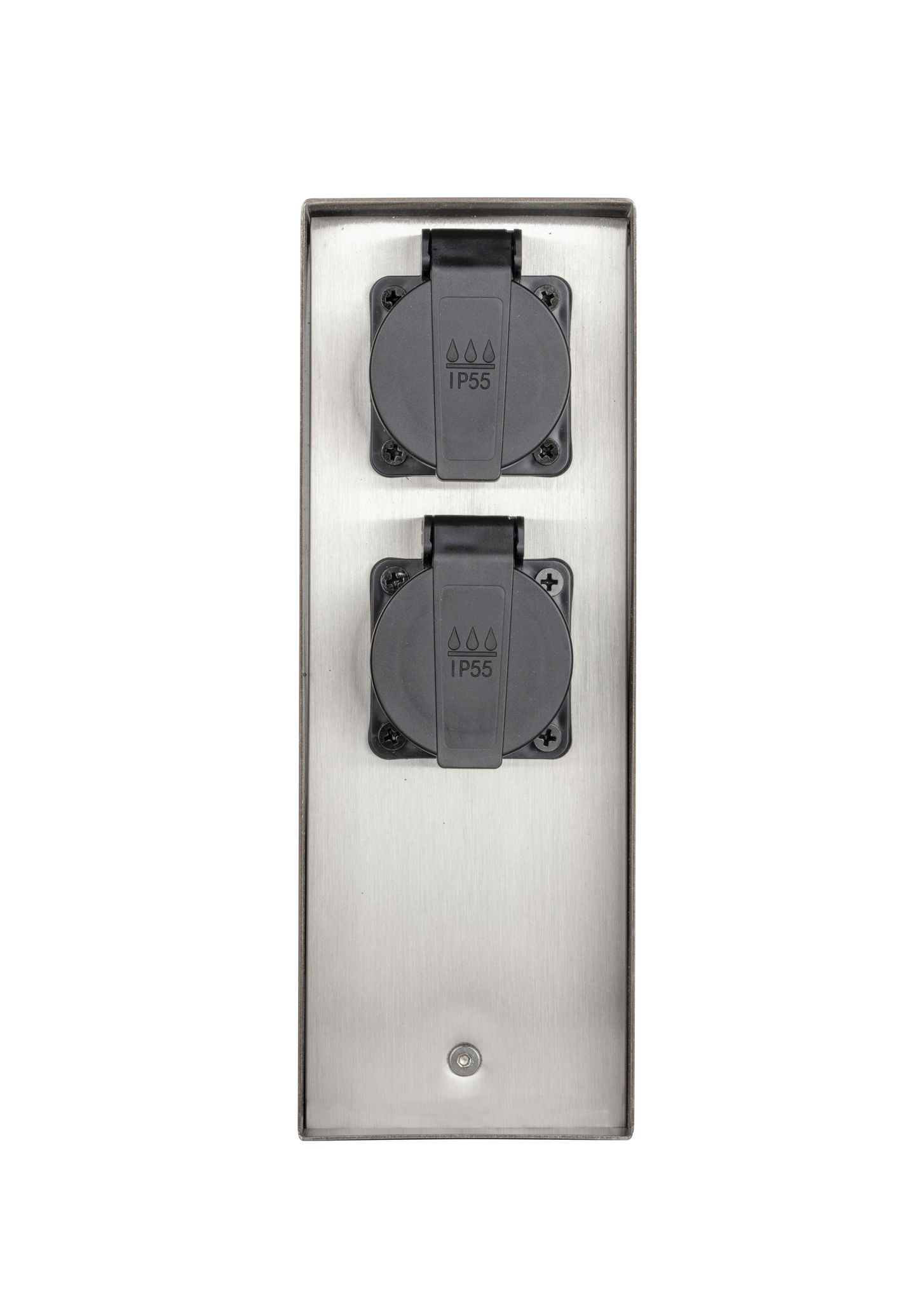 IP55 Energiesäule 4xT13 - 230V AC, max. 10A, 4xT13, IP55, nickel, rostfrei, Überlastschutz, L=130mm, B=85mm, H=230mm