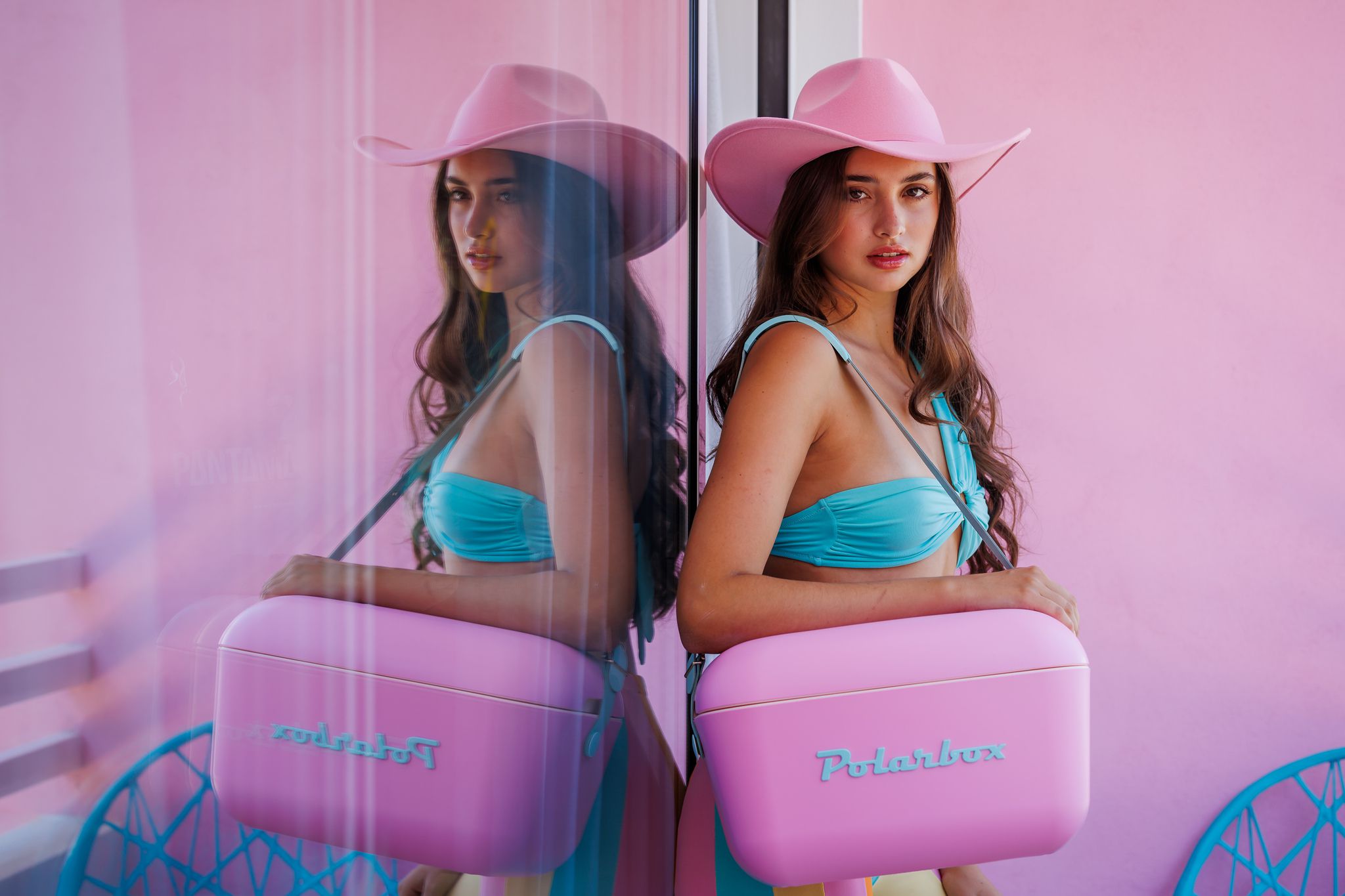 Polarbox Retro Cooler Bubblegum Pink - Cyan 12l - Kühlbox, 12l, Vintage Design