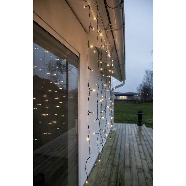 LED crispy white, Vorhang, 80 LEDs - Schwarz, 3000K, 130cm x 130cm