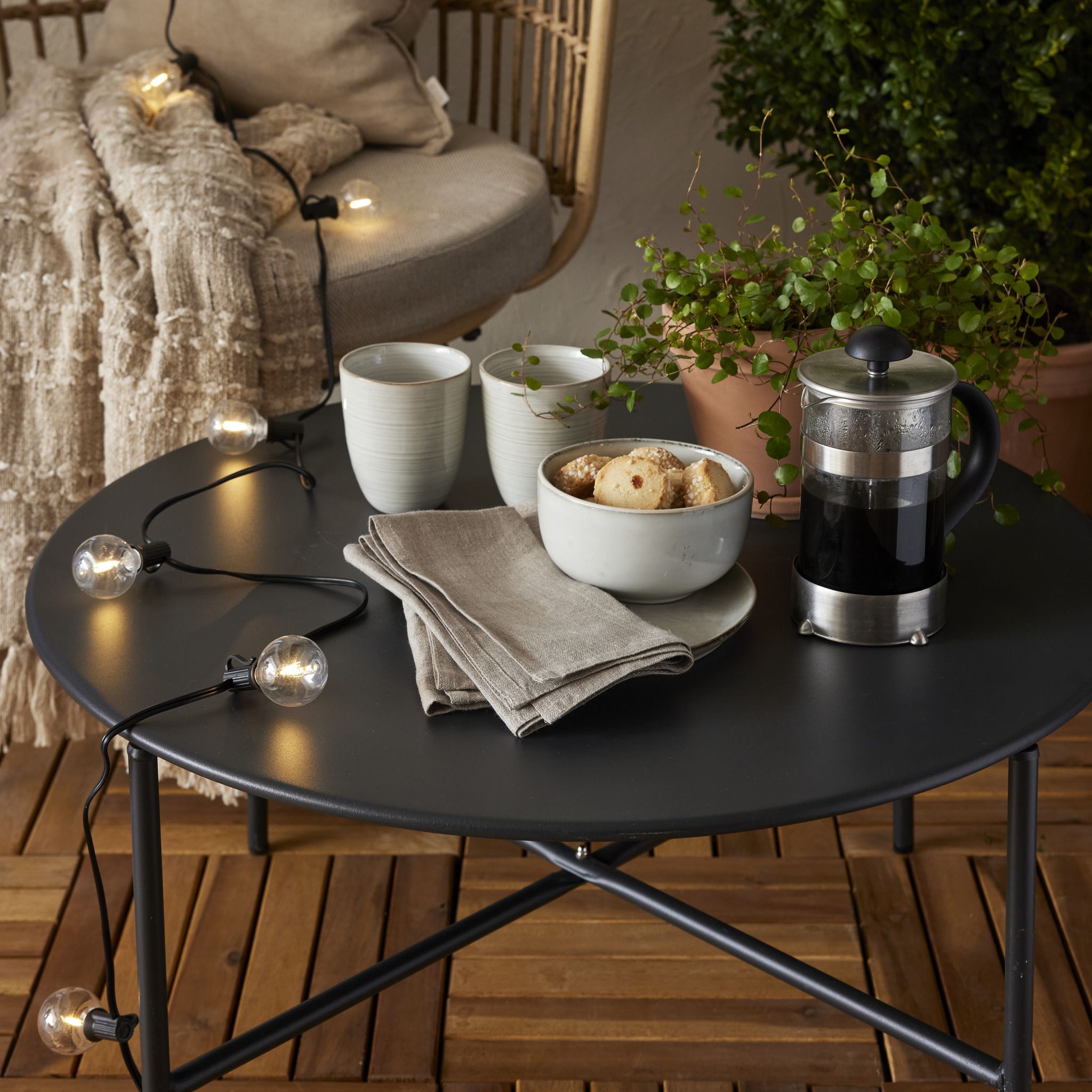 Solar Lichterkette Globe Mini - Indoor, Outdoor, Warmweiss, Schwarz