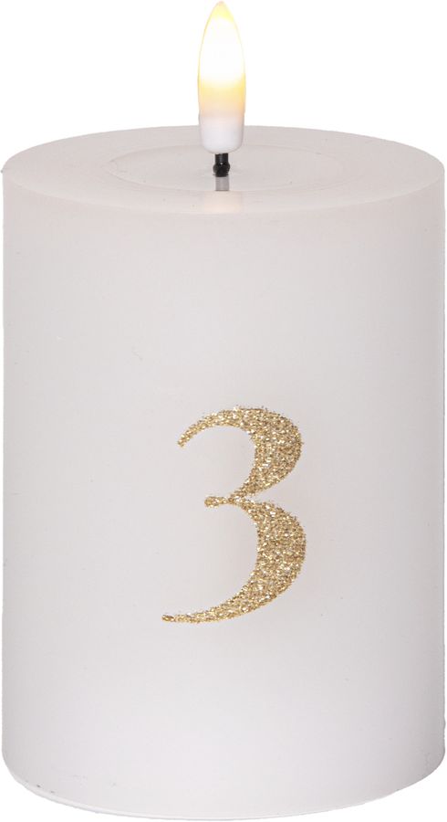 LED Pillar Kerze 4 pack Flamme Advent - Indoor, Weiss, 12.50 cm Höhe, Timerfunktion