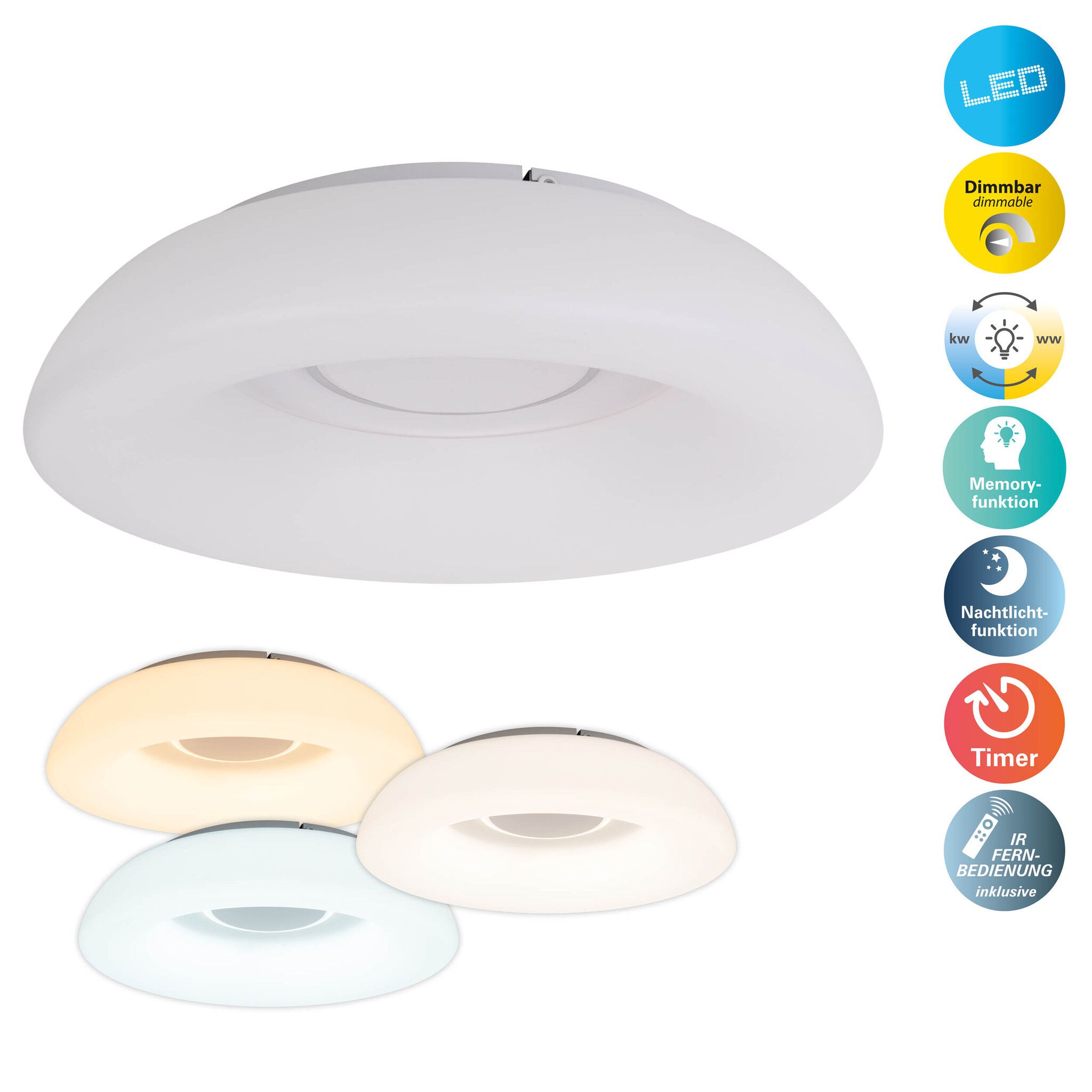 LED Deckenleuchte KARIM CCT-Funktion weiß Ø: 48 cm - LED-Modul, IP20, 230V