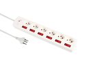 Steckdosenleiste Fix-Line+ MultiSwitch - 6xT13, 2.0m Kabel, einzeln schaltbar + Hauptschalter, weiss