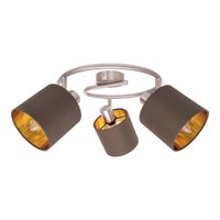 Deckenleuchte MARON G (3er Spot) - E14, max. 3x40W, IP20, nickel + braun + gold, nicht dimbar, exkl. Leuchtmittel, D=520mm, H=210mm