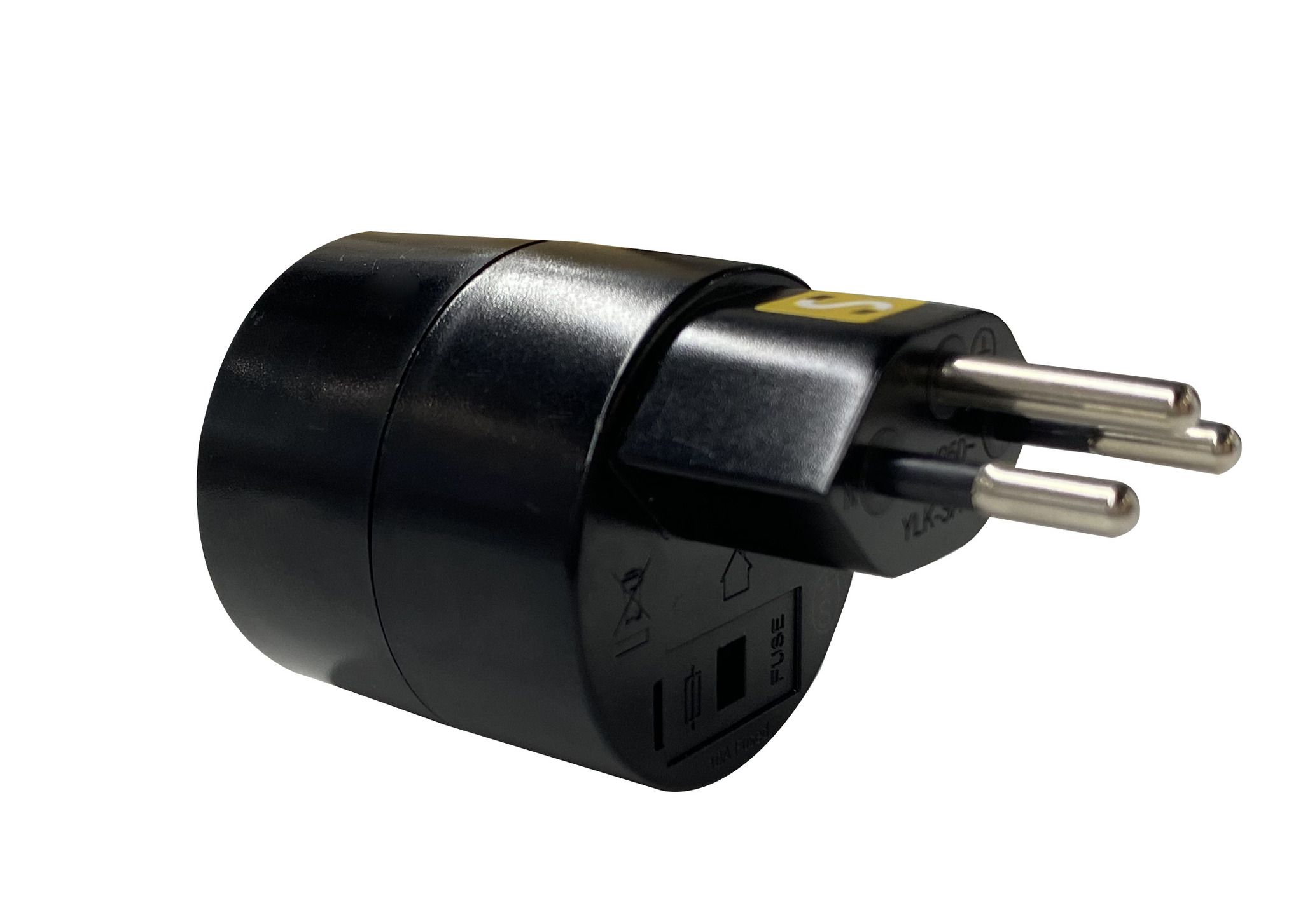 Reiseadapter NO BLOCK - Eingang: Schuko Typ F | Ausgang: Schweiz T12, 10A Sicherung, schwarz, VPE10