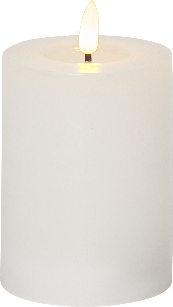 LED Pillar Kerze Flamme Flow - Indoor, Weiss, 12.5 cm höhe, Timerfunktion