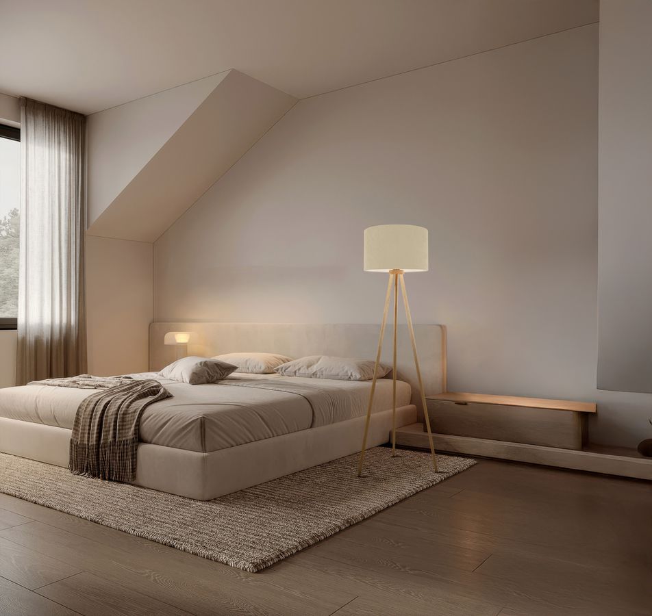 Stehleuchte  ARDITA  H: 152cm beige - IP20, E27, Beige
