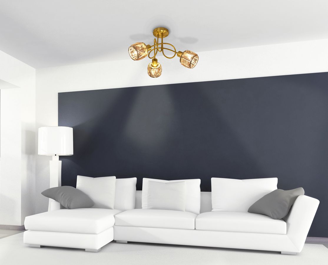 LED Deckenleuchte Josefa (3er Spot) - E14, 3x4W, 3x475lm, 3000K, IP20, gold, nicht dim., inkl. Leuchtmittel, D=380mm, H=240mm