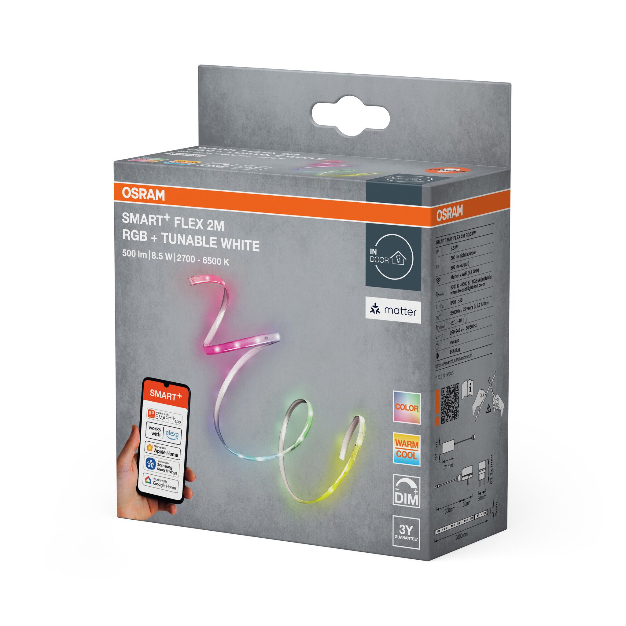 Smart Matter Flex RGBTW 2m - 500Lm, 2700-6500K, 8.50W, 230V
