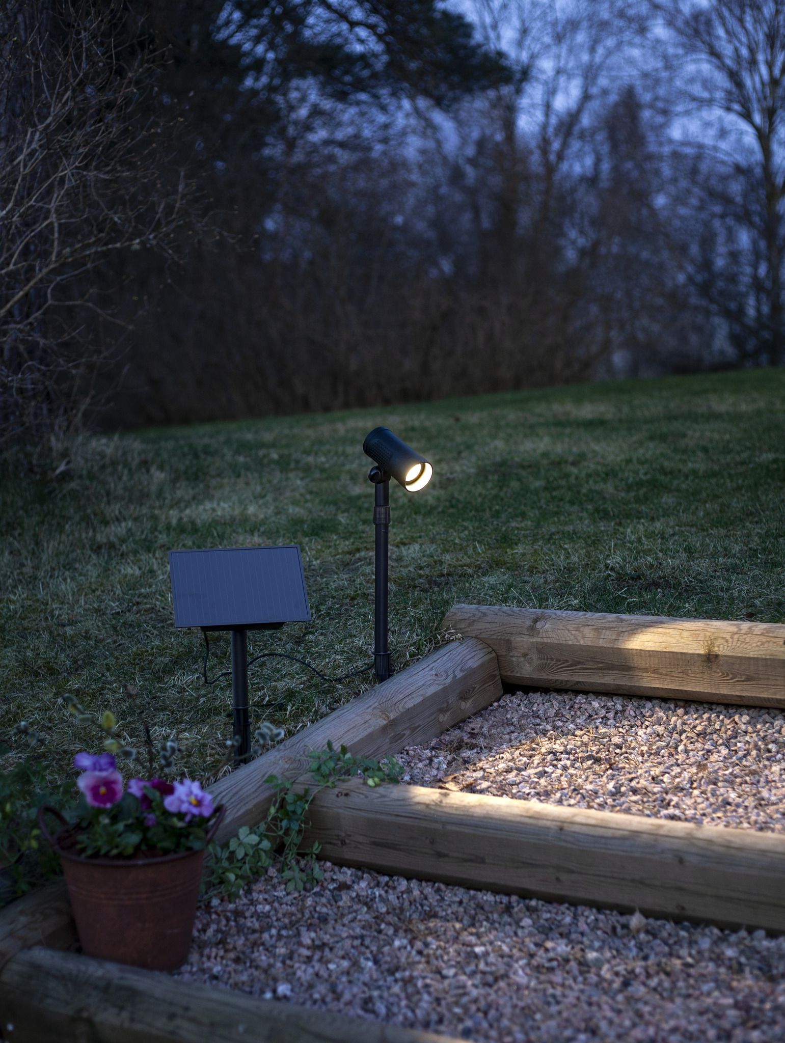 Solar Spotlight Powerspot - Indoor, Outdoor, Warmweiss, Schwarz