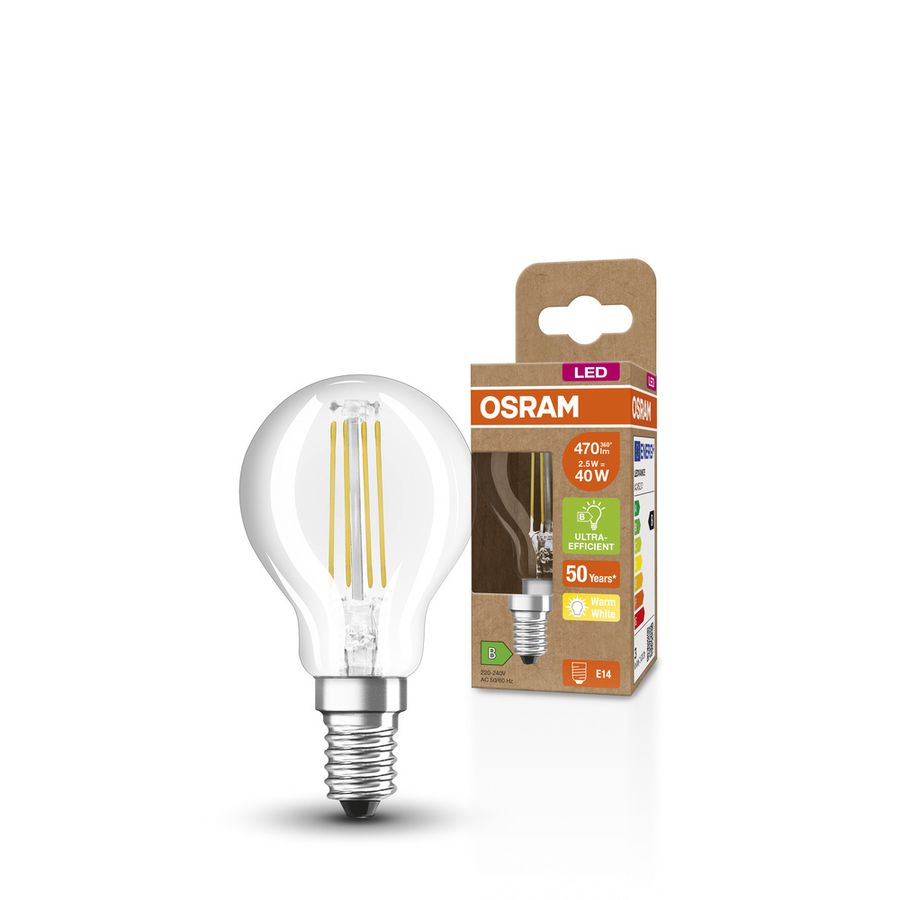 LED CLASSIC P LAMPS ENERGY EFFICIENCY B - E14, 470Lm, 2700K, 2.5W, 230V