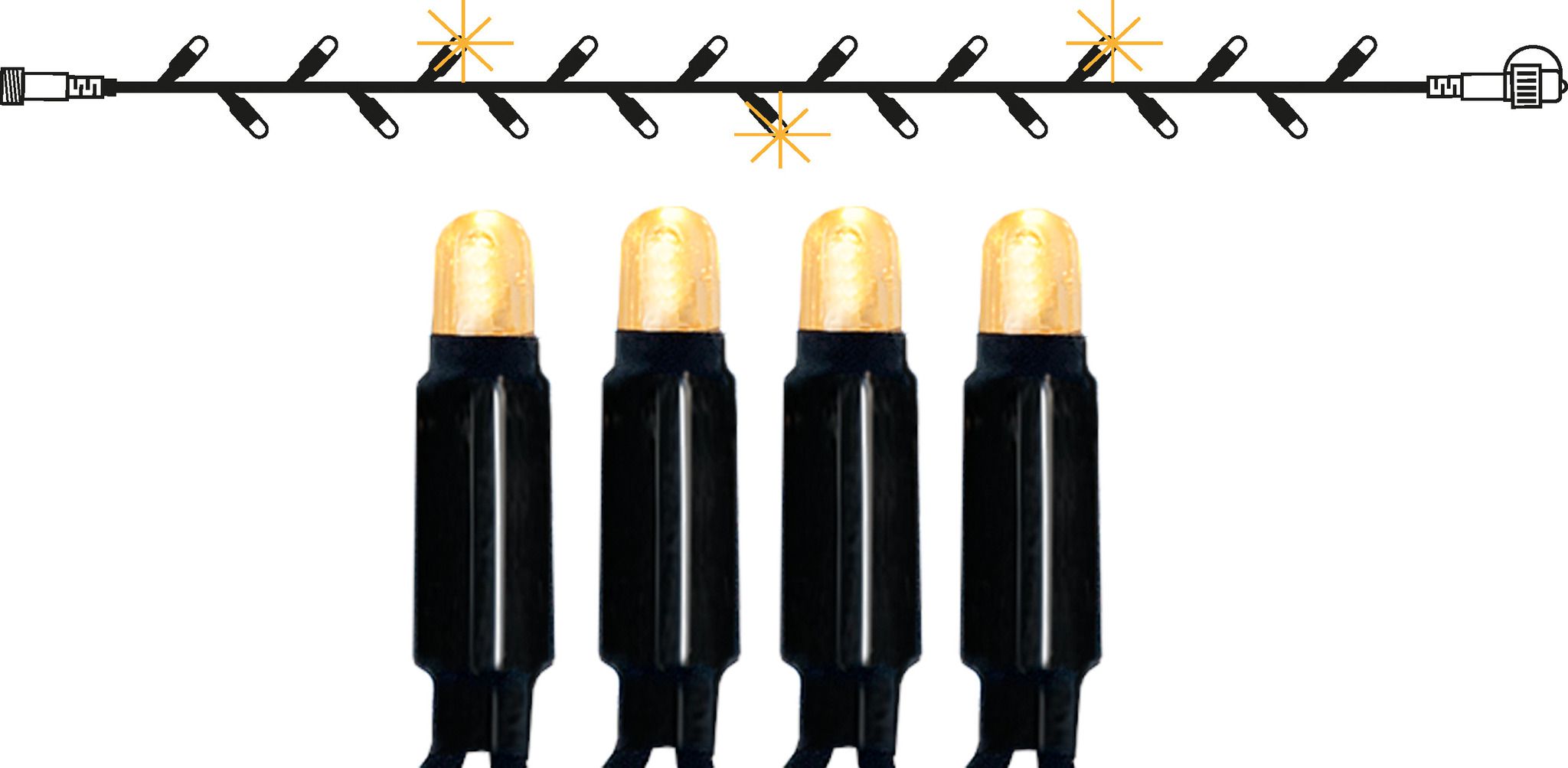 Lichterkette Extra System 24 Flashing - IP44, Warmweiss, Schwarz